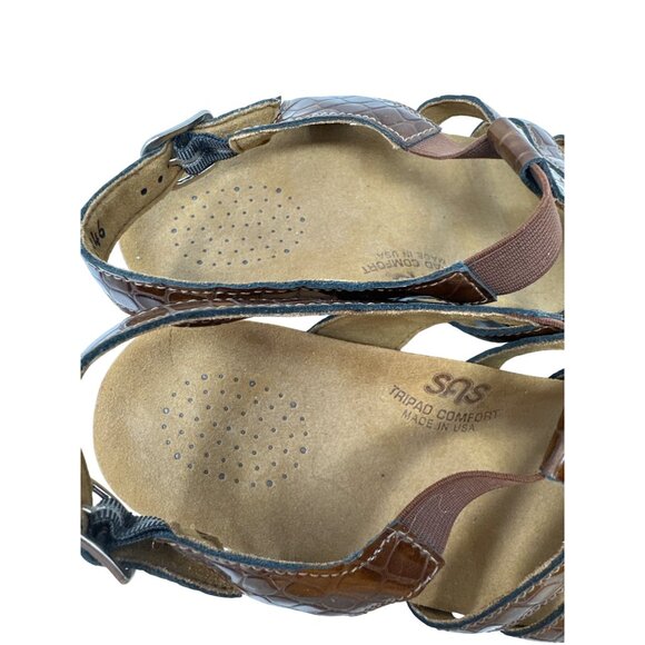 SAS Women’s Allegro Sandals Medium Cognac Croc Women's Size 9W - Picture 7 of 12